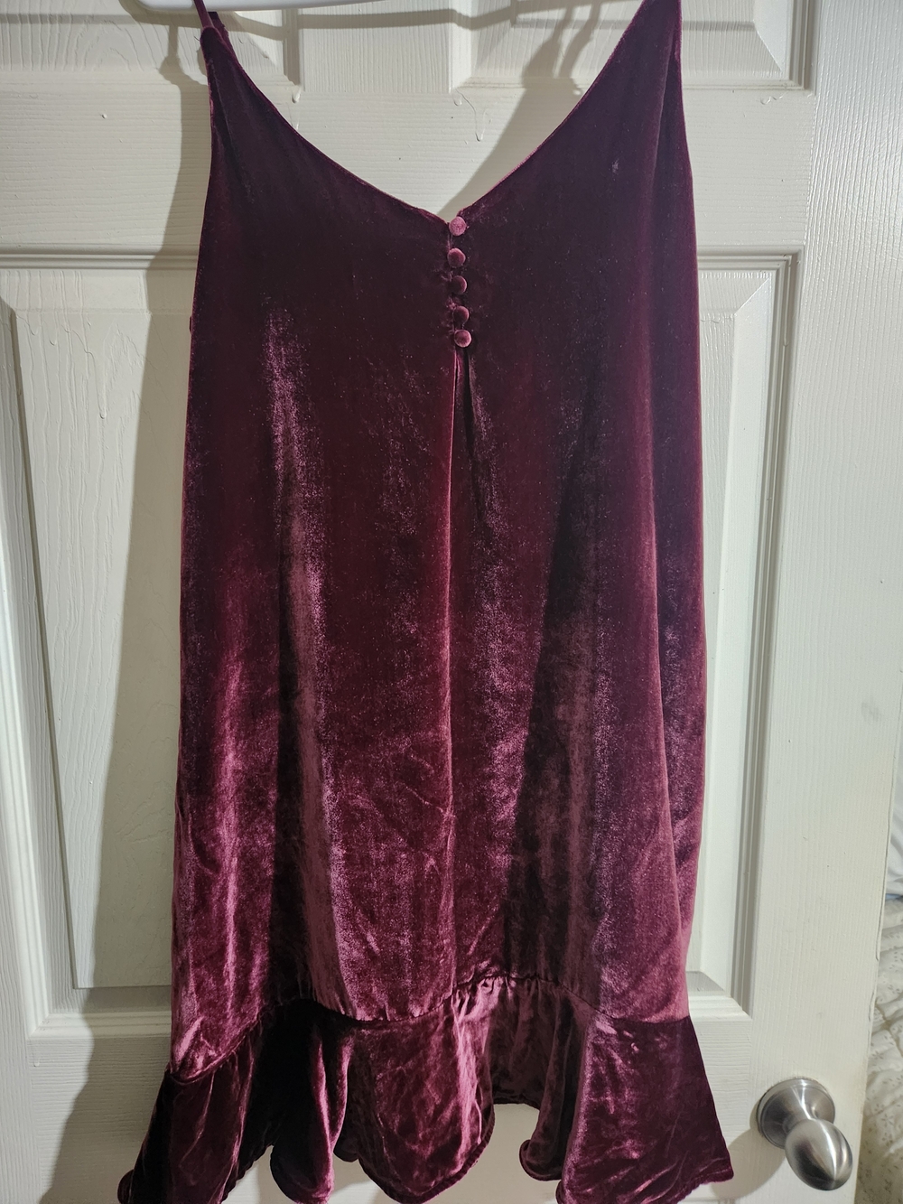 Rails Wine Velvet Slip Dress with Front Button Detail